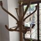 Freestanding rattan coat rack