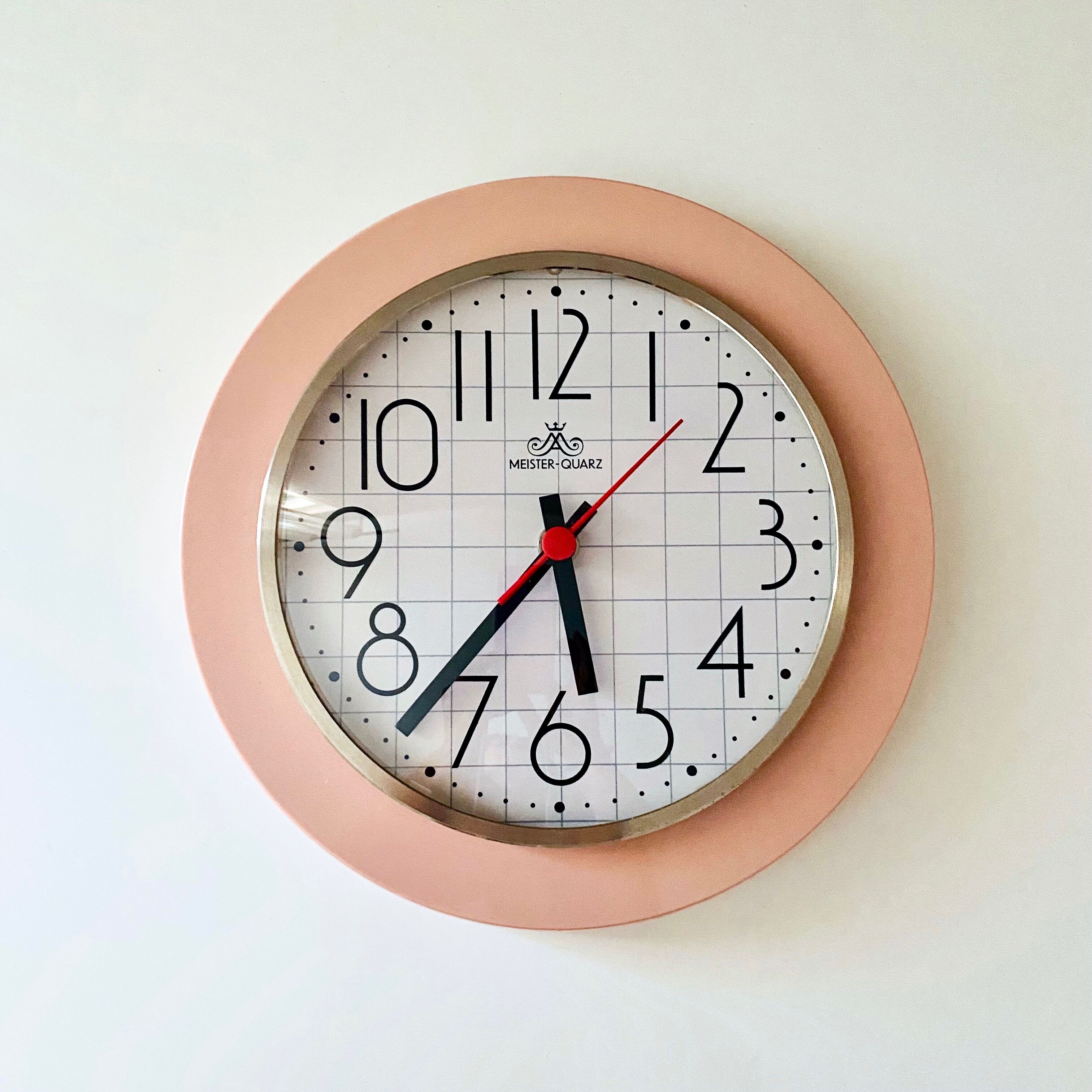 Meister Anker Wall Clock, 90s, Vintage Clock, Pastel Pink