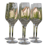 Set of 6 ARQUES crystal champagne flutes. BAVELLA model.