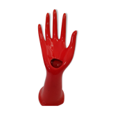Main baguier en faience rouge