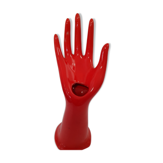 Hand baguier in red faience