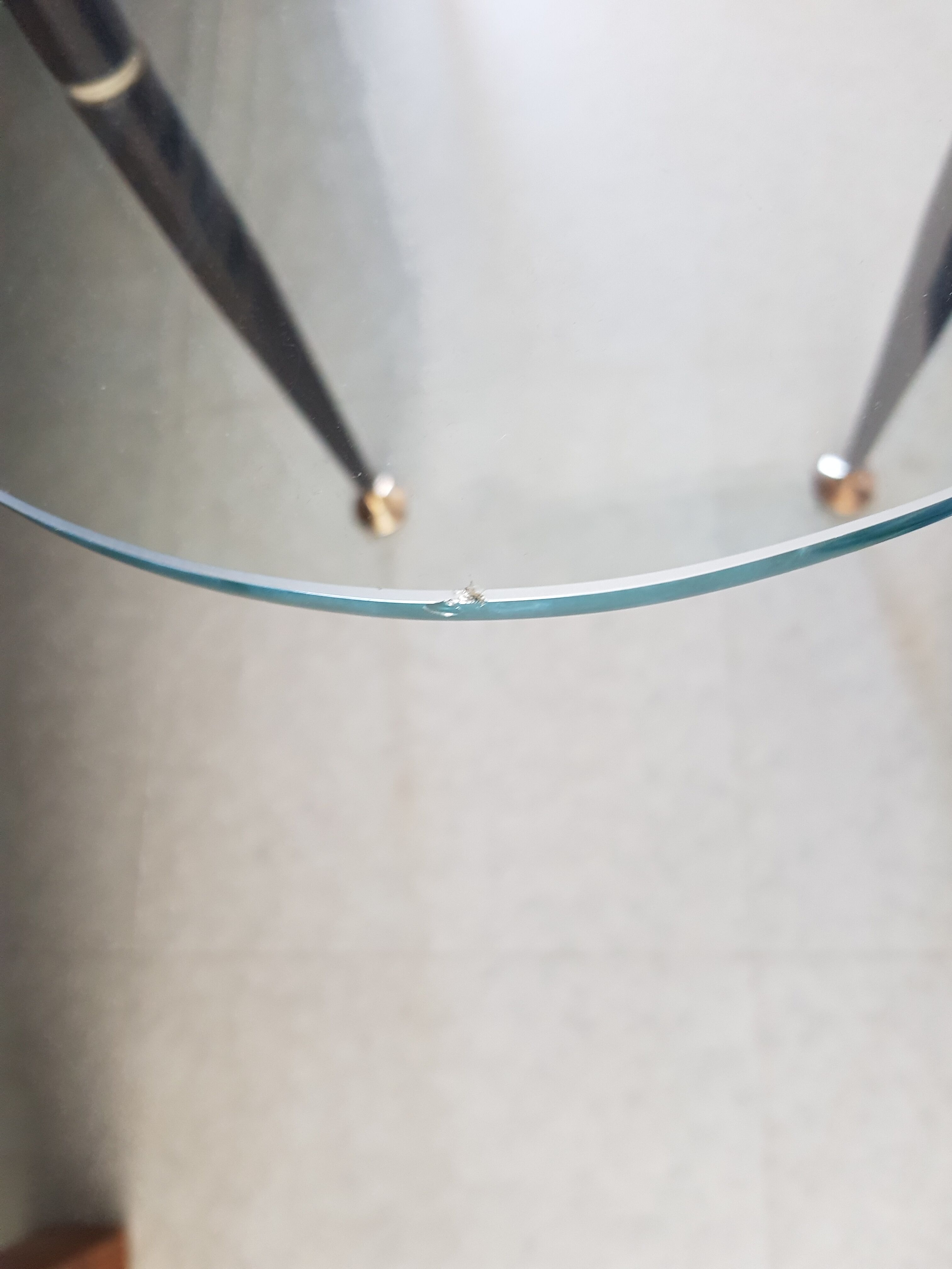 1950 oval coffee table in steel and brass glass