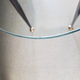 1950 oval coffee table in steel and brass glass