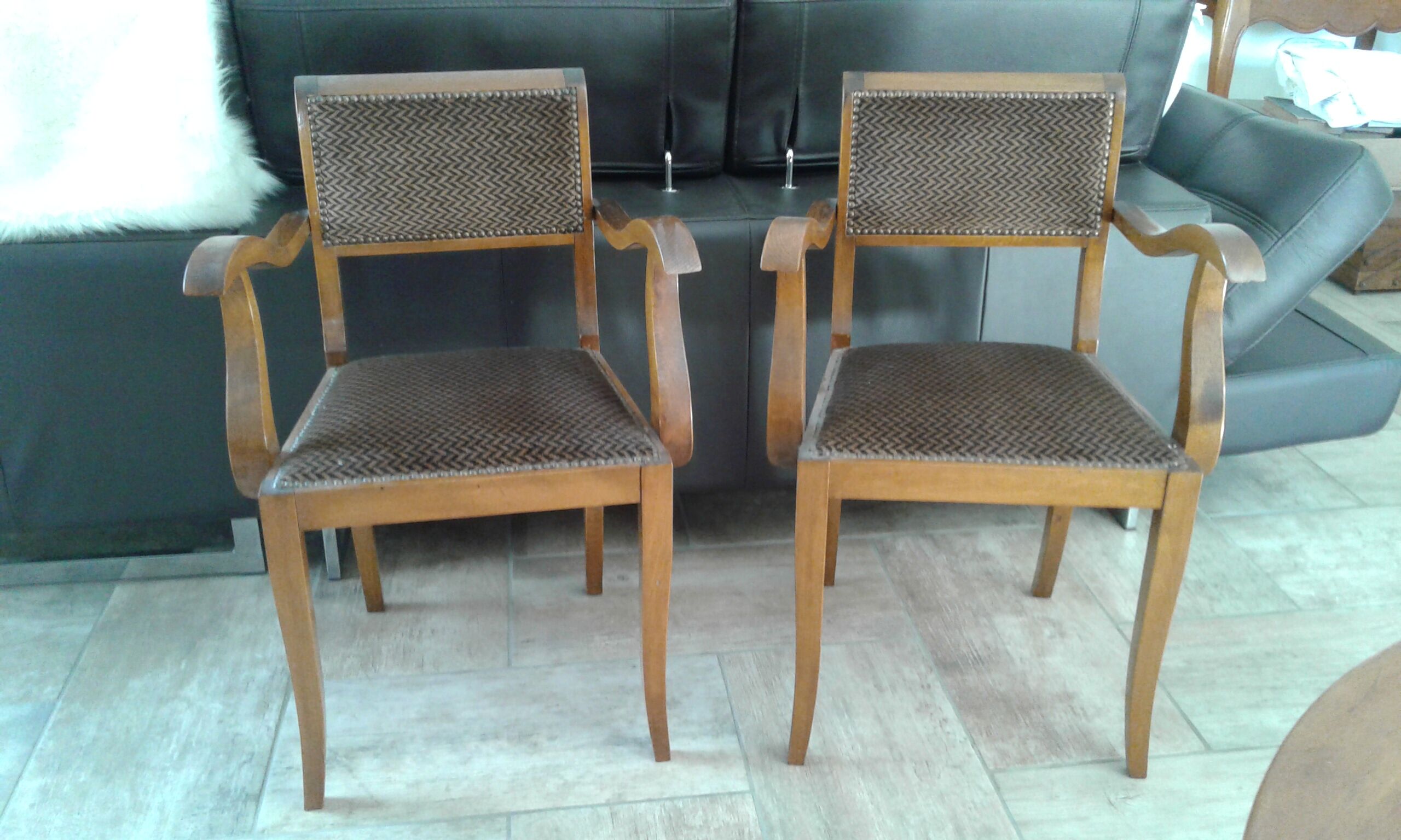 Pair Chair bridge.  Chocolate and beige velvet. Year 30