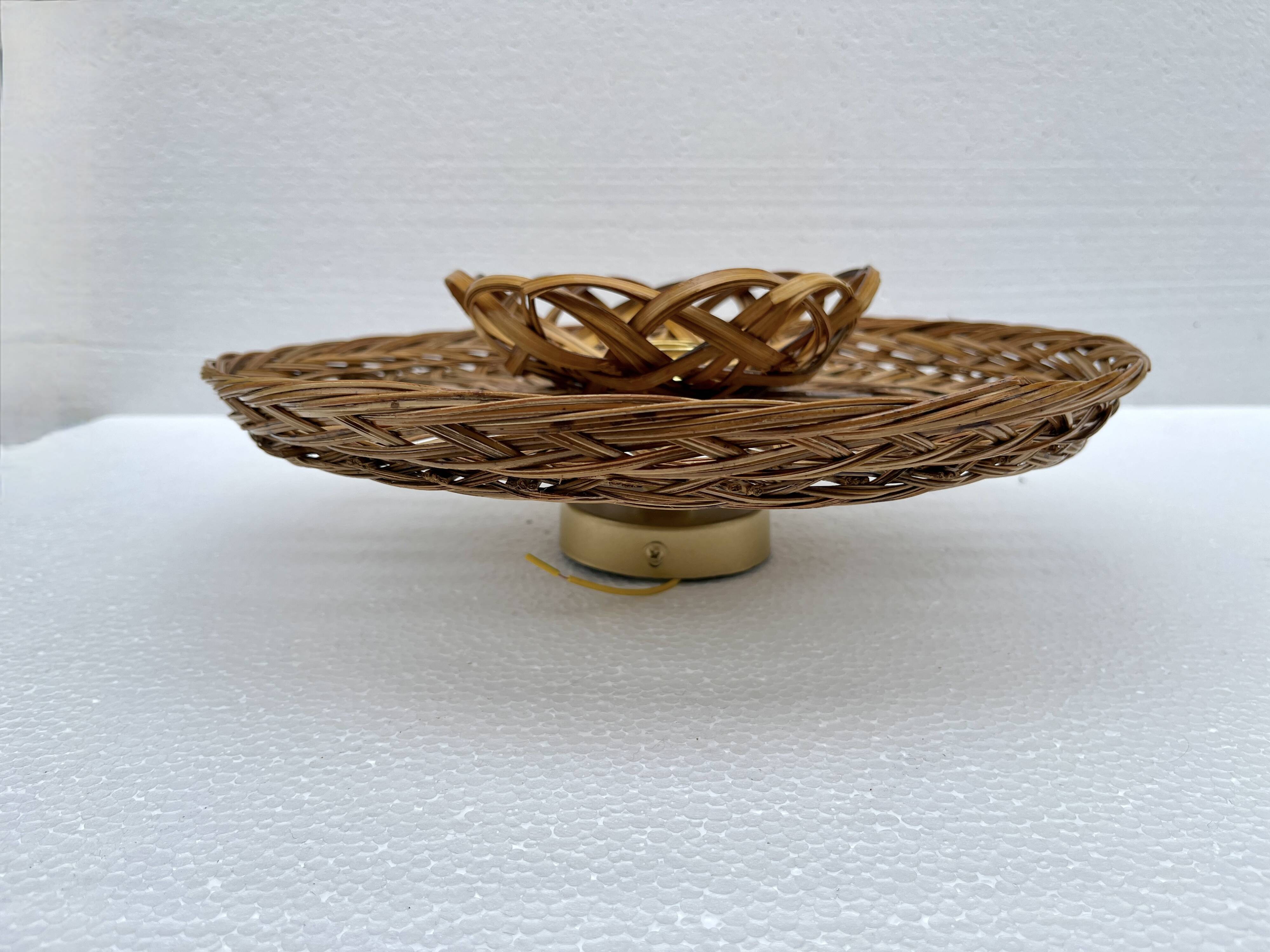 Vintage rattan basket wicker wall light 32 cm