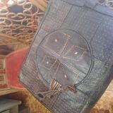 Vintage leather pouf