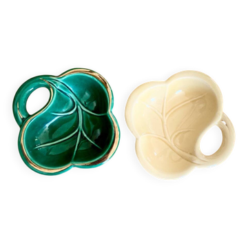 2 ceramic clover-shaped trays, 1970