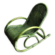 Children's rocking chair in woven wicker and green rattan