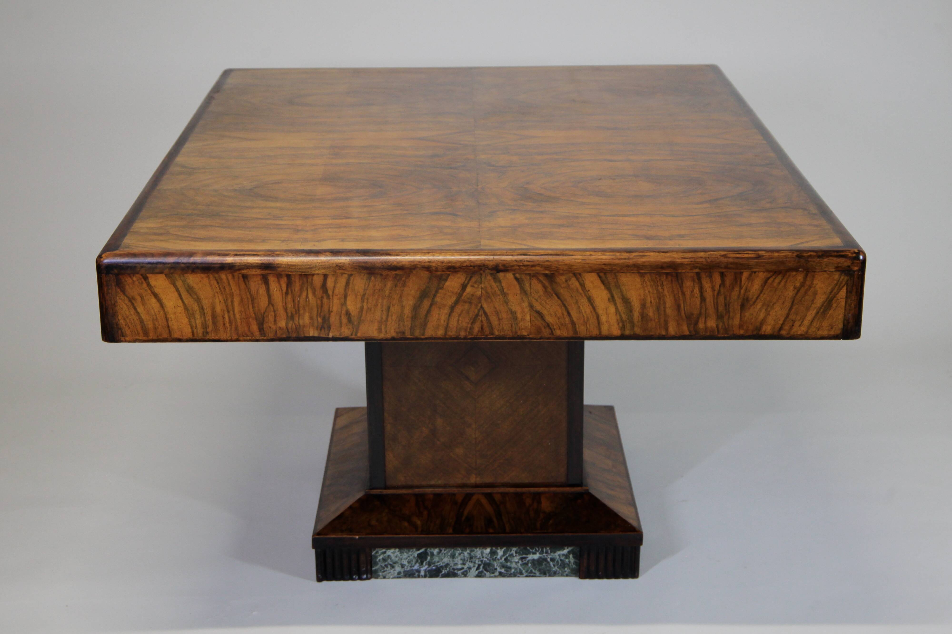 Art Deco Dining Table in Walnut Burl, 1930s