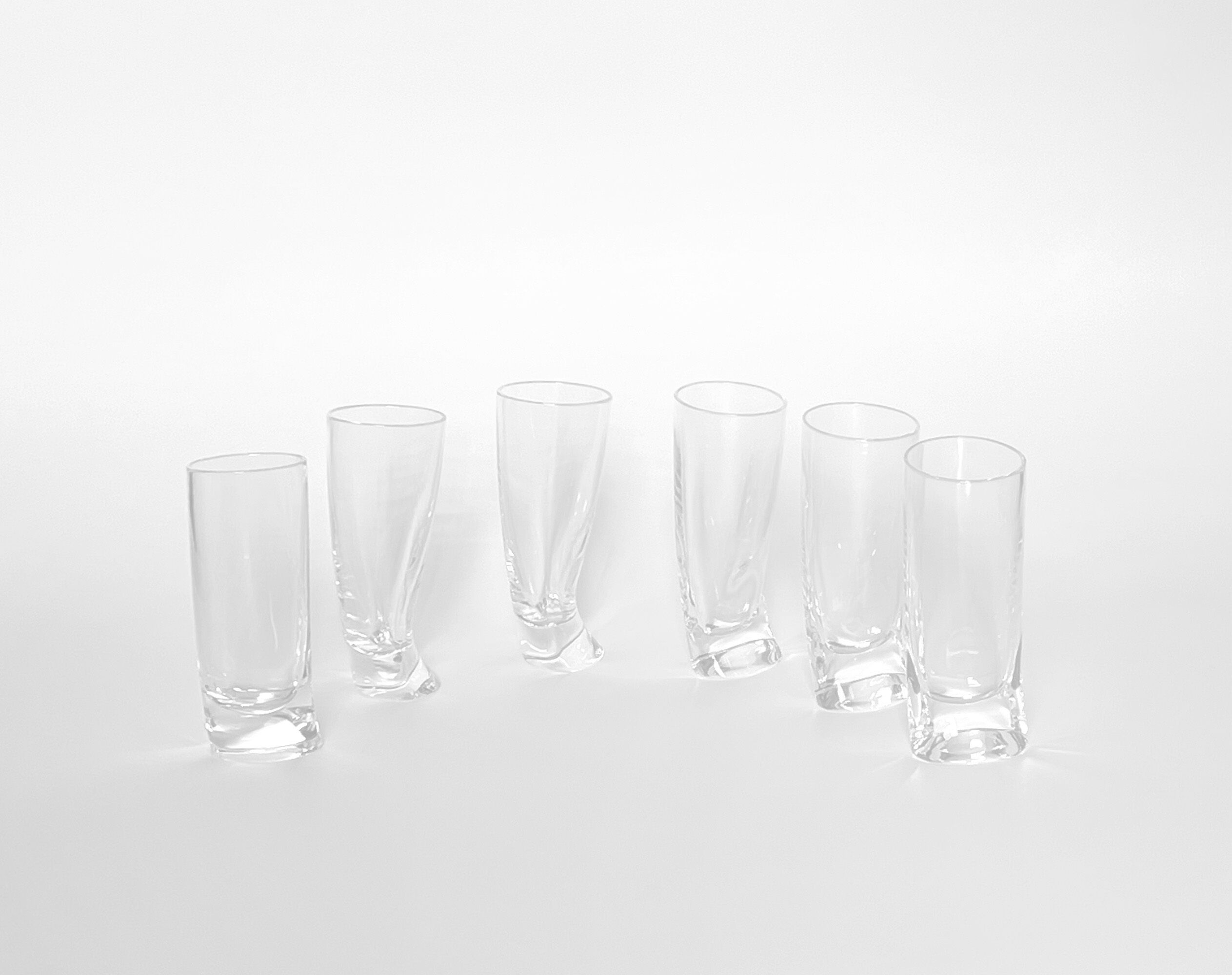 6 verres à liqueur 'Touch Glass' par Angelo Mangiarotti pour Cristalleria Colle 1991