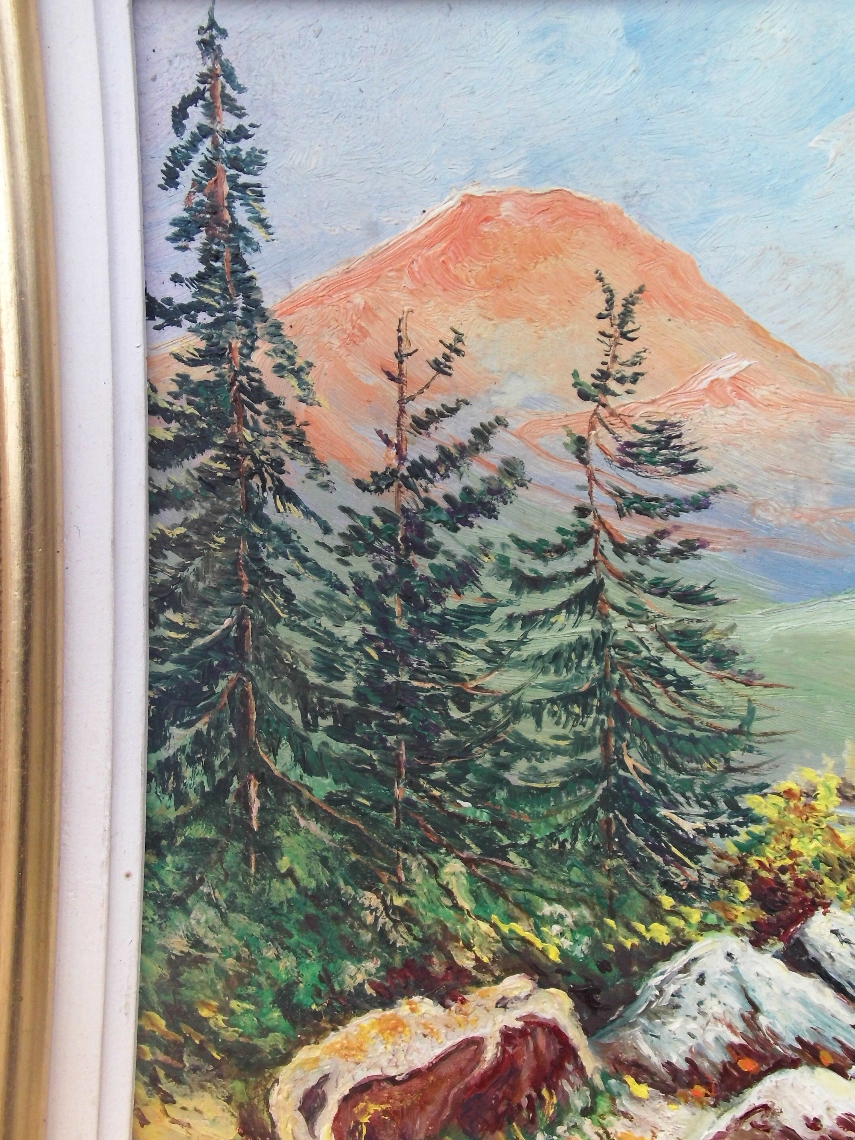 Huile sur panneau Roger Faure paysage de montagne