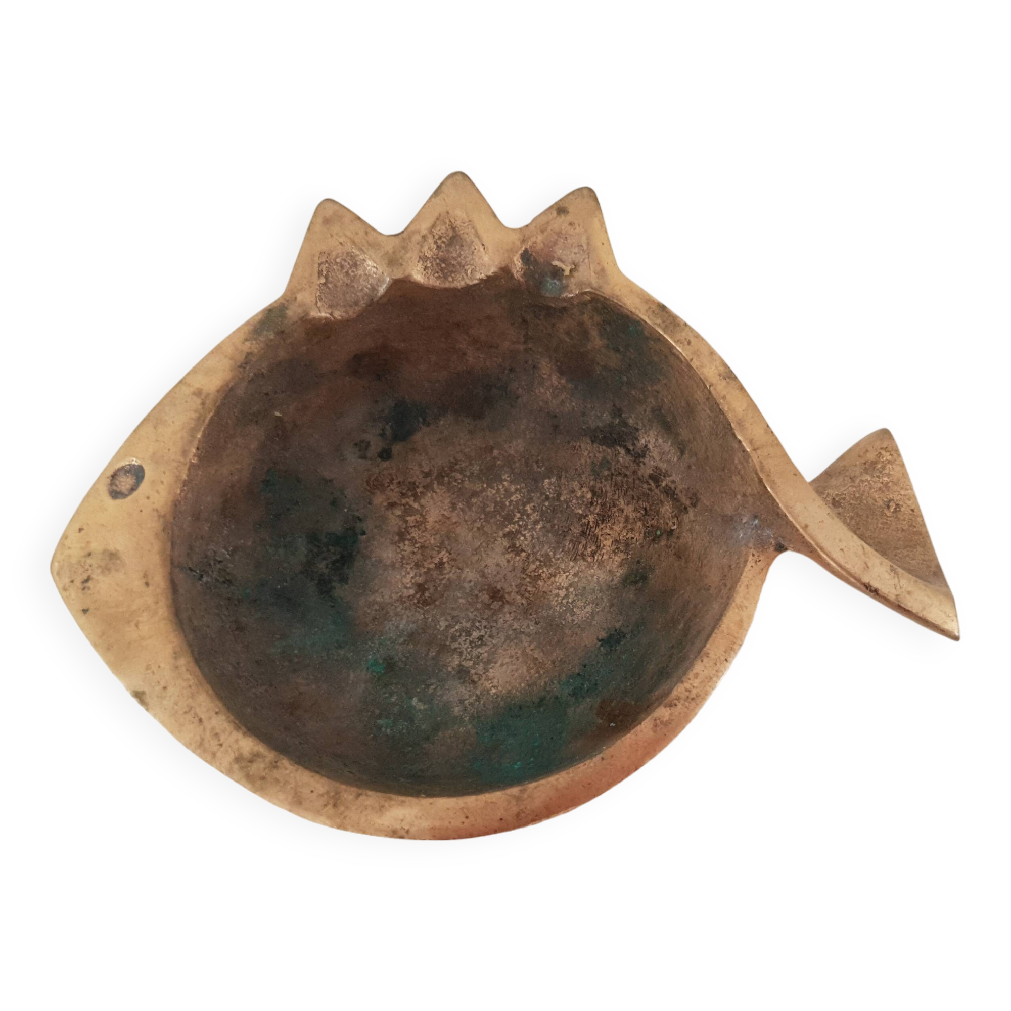 Jacques lauterbach vintage bronze ashtray from the 1960s in the shape of a fish