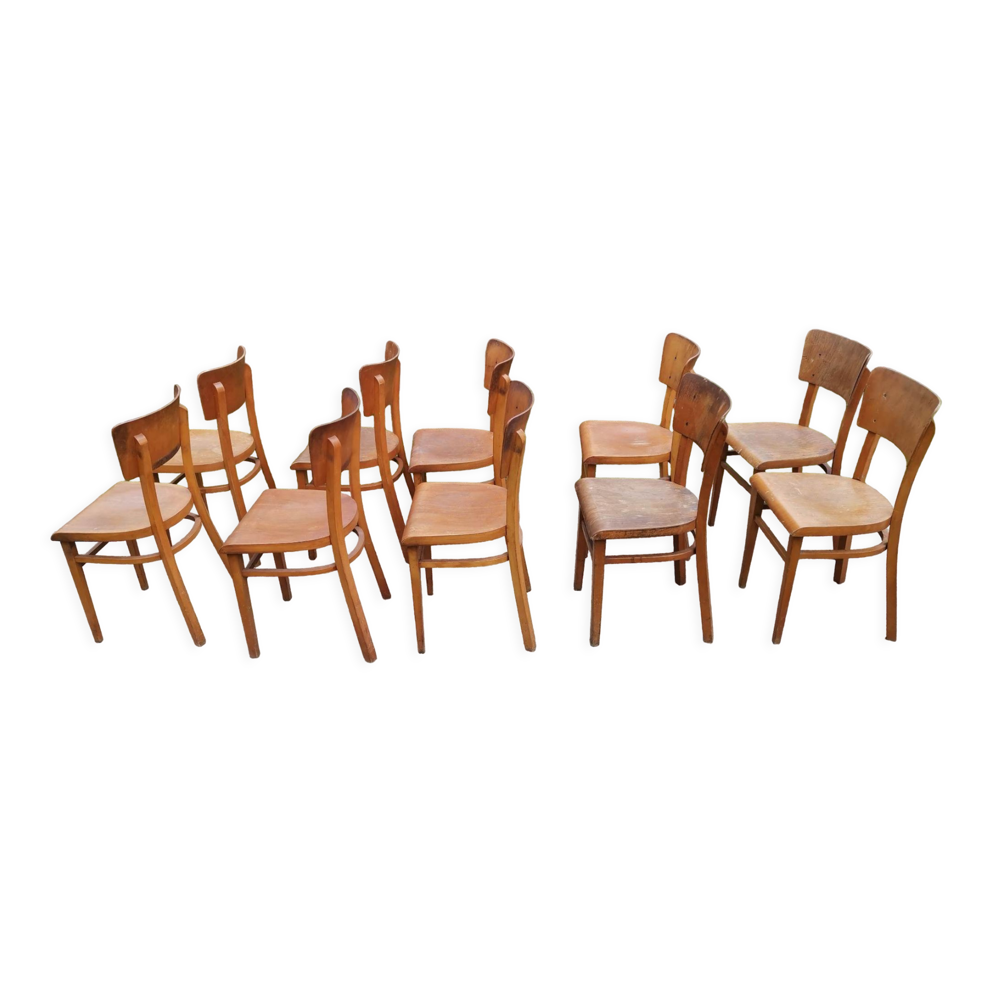 Set of 10 Thonet bistro chairs