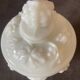 Bonbonnière or sugar bowl in white opaline portieux table art.