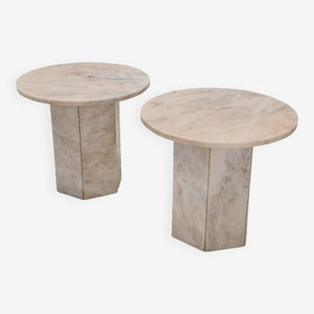 Set of 2 Italian Marble Side Tables, 1980s
