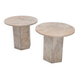 Set de 2 tables d’appoint en marbre italien, années 1980