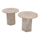 Set de 2 tables d’appoint en marbre italien, années 1980