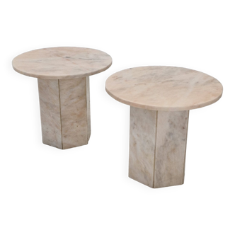 Set of 2 Italian Marble Side Tables, 1980s