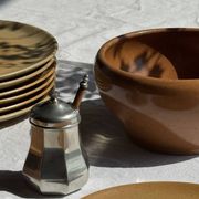 Moyen bol en grès Digoin Grès Pots France brun orange D17