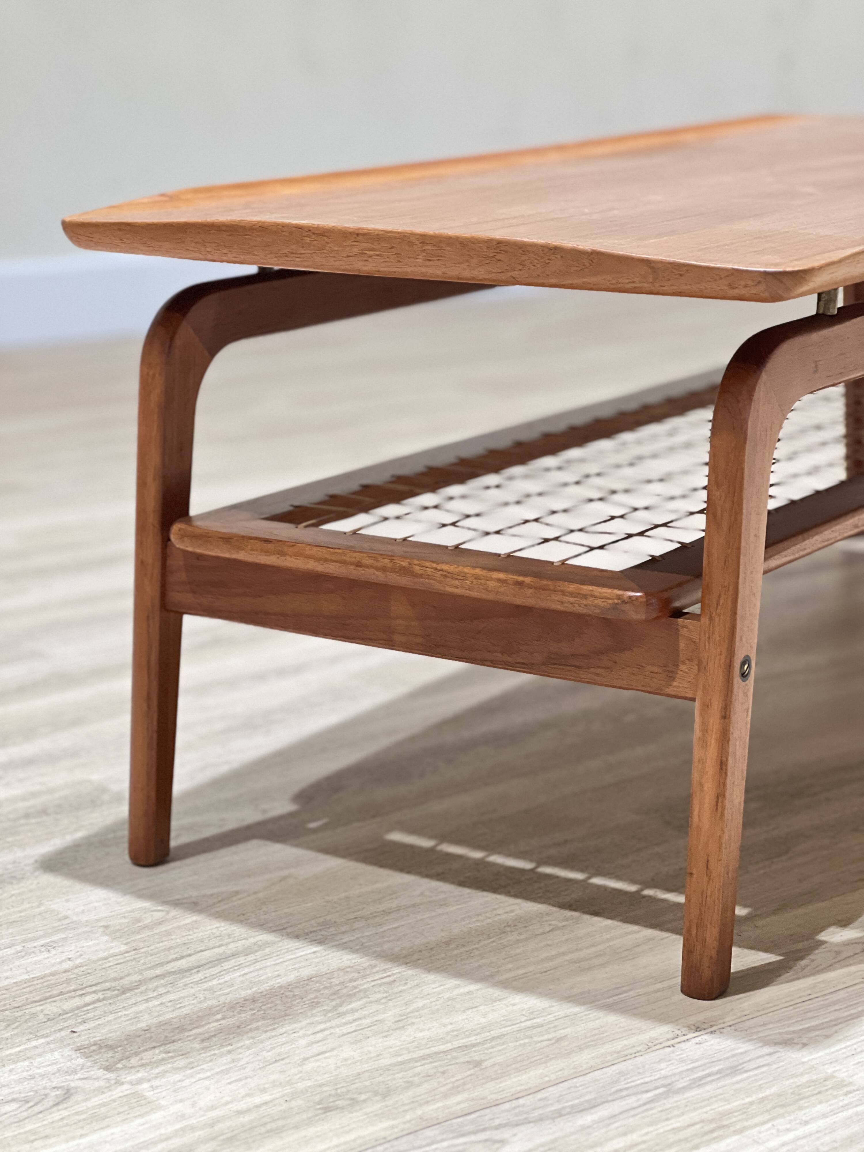 Arne Hovmand-Olsen coffee table with a rattan rack