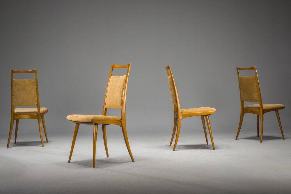 Mid-century modern dining chairs attributed to Ernst Martin Dettinger for Lucas Schnaidt, 1950s, set of 4