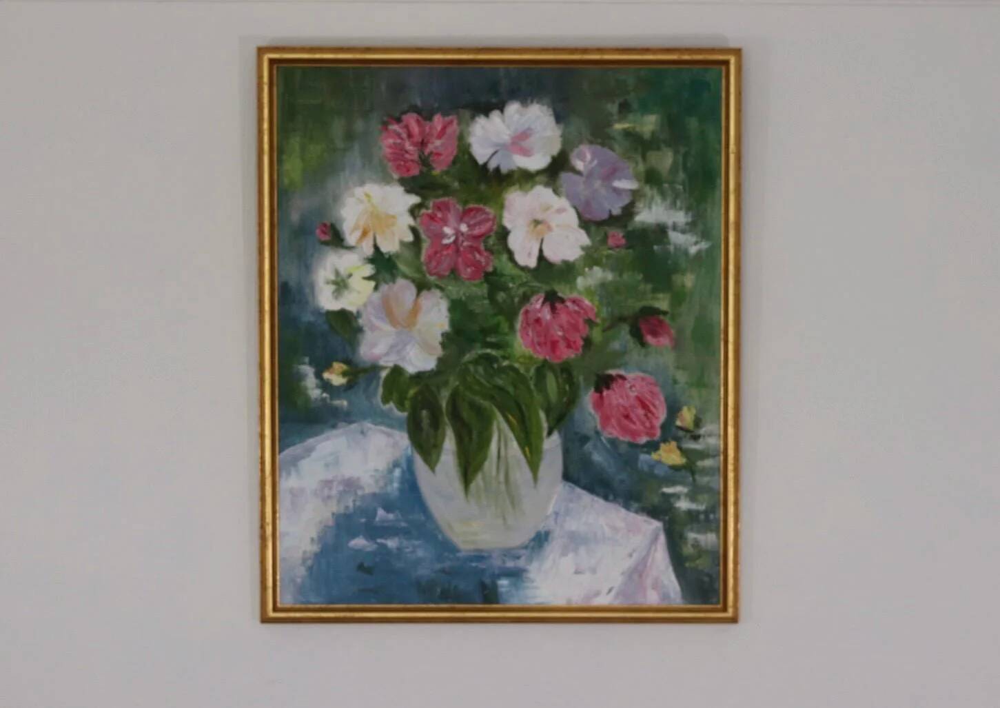 Original Oil on Canvas – “Large Bouquet” by JJ – Signed, Framed 65 × 77 cm
