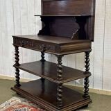 Henry II late 19th century oak serving trolley - top opens into a dresser