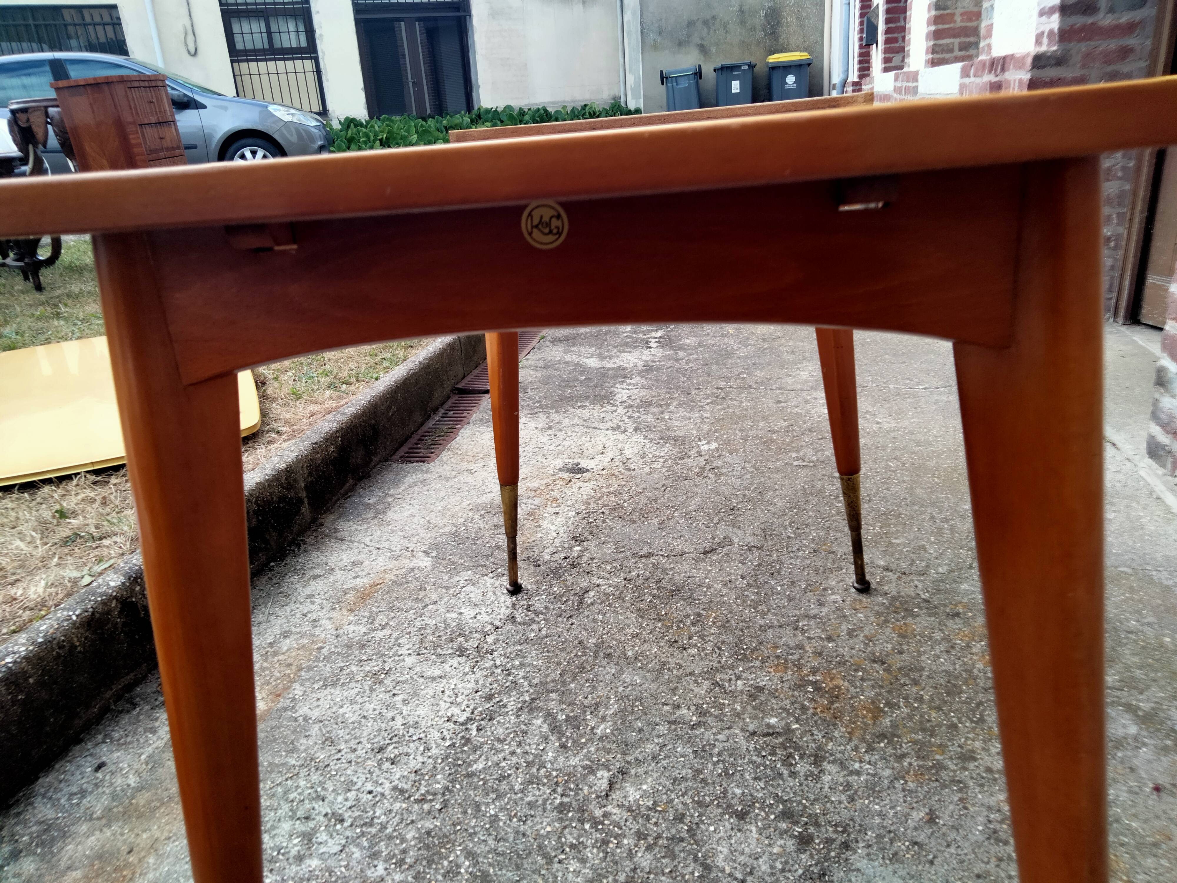 Extendable table with extensions old vintage compass legs design XXeme