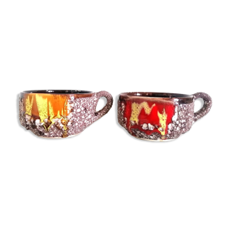 Tasses Vallauris céramique fat lava 1960