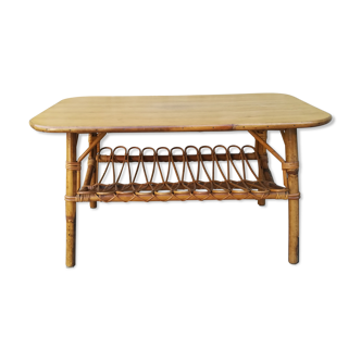 Rattan and bamboo coffee table