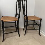 Napoleon lll chairs in blackened wood, early 20th