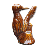 Vase soliflore pic-vert glazed brown earthenware