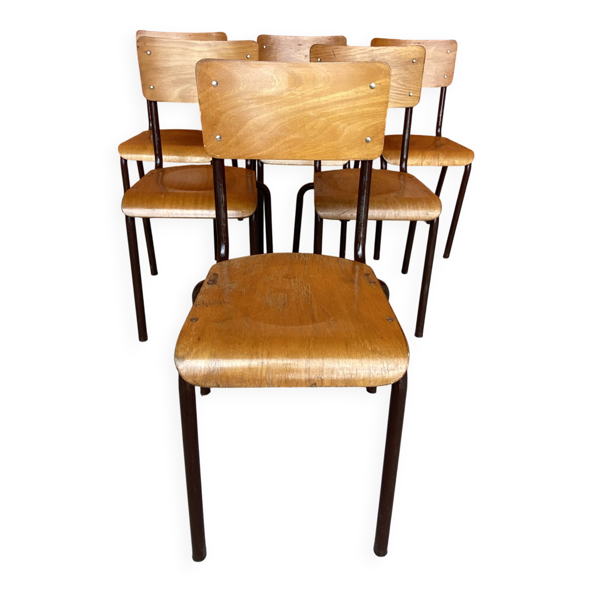 6 chaises école Mullca vintage 60s