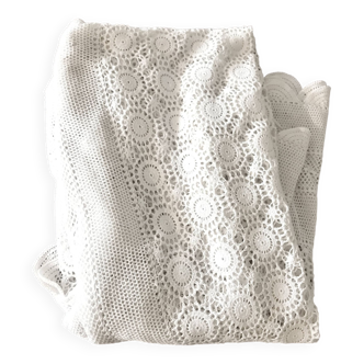 Couverture ancienne en crochet, couvre-lit vintage