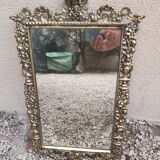 Bronze and brass mirror with wall console 57 x 32