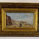 Oil on wood – Beach scene with cliffs – signed SP