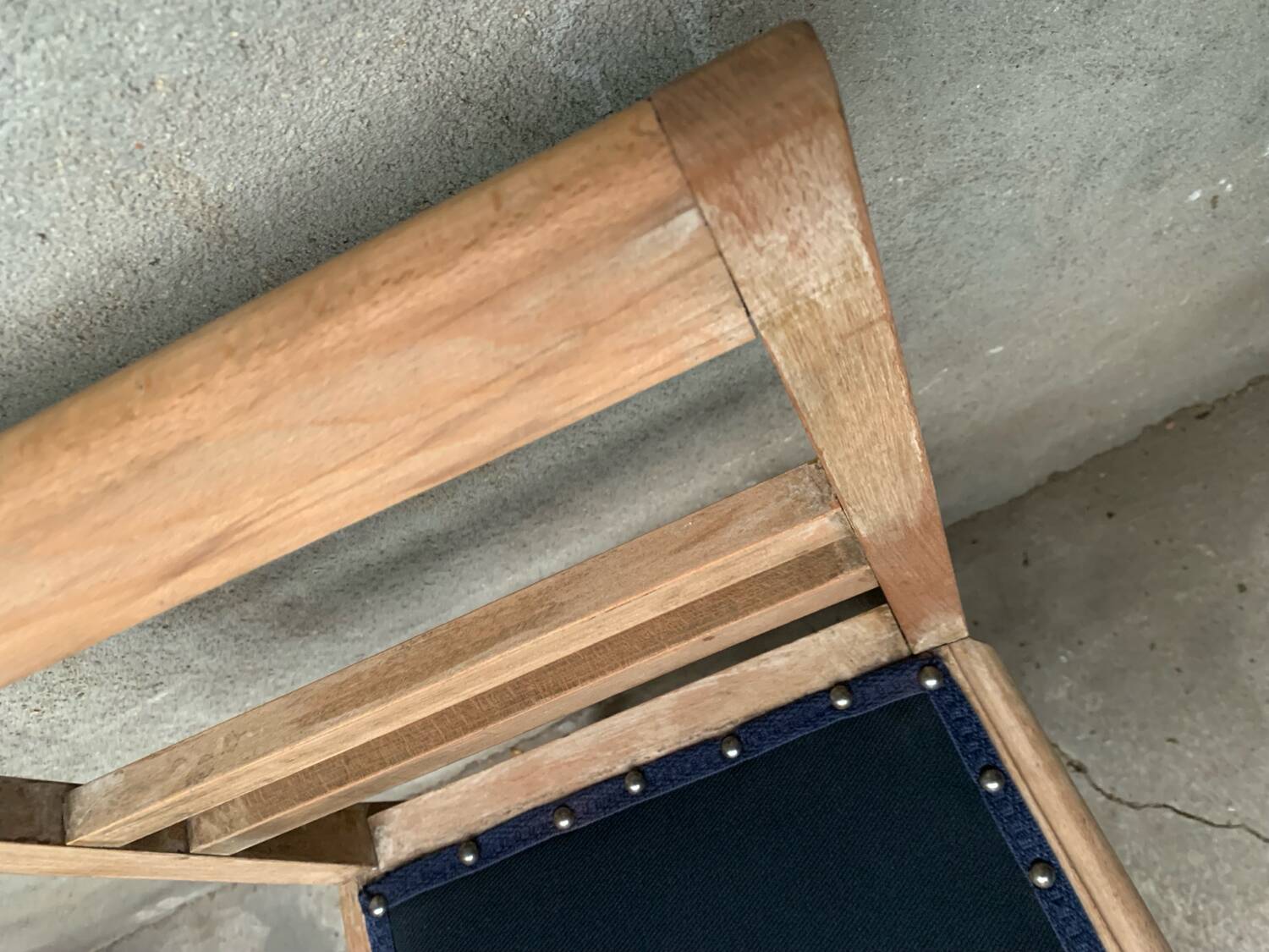 Vintage wooden and navy chair