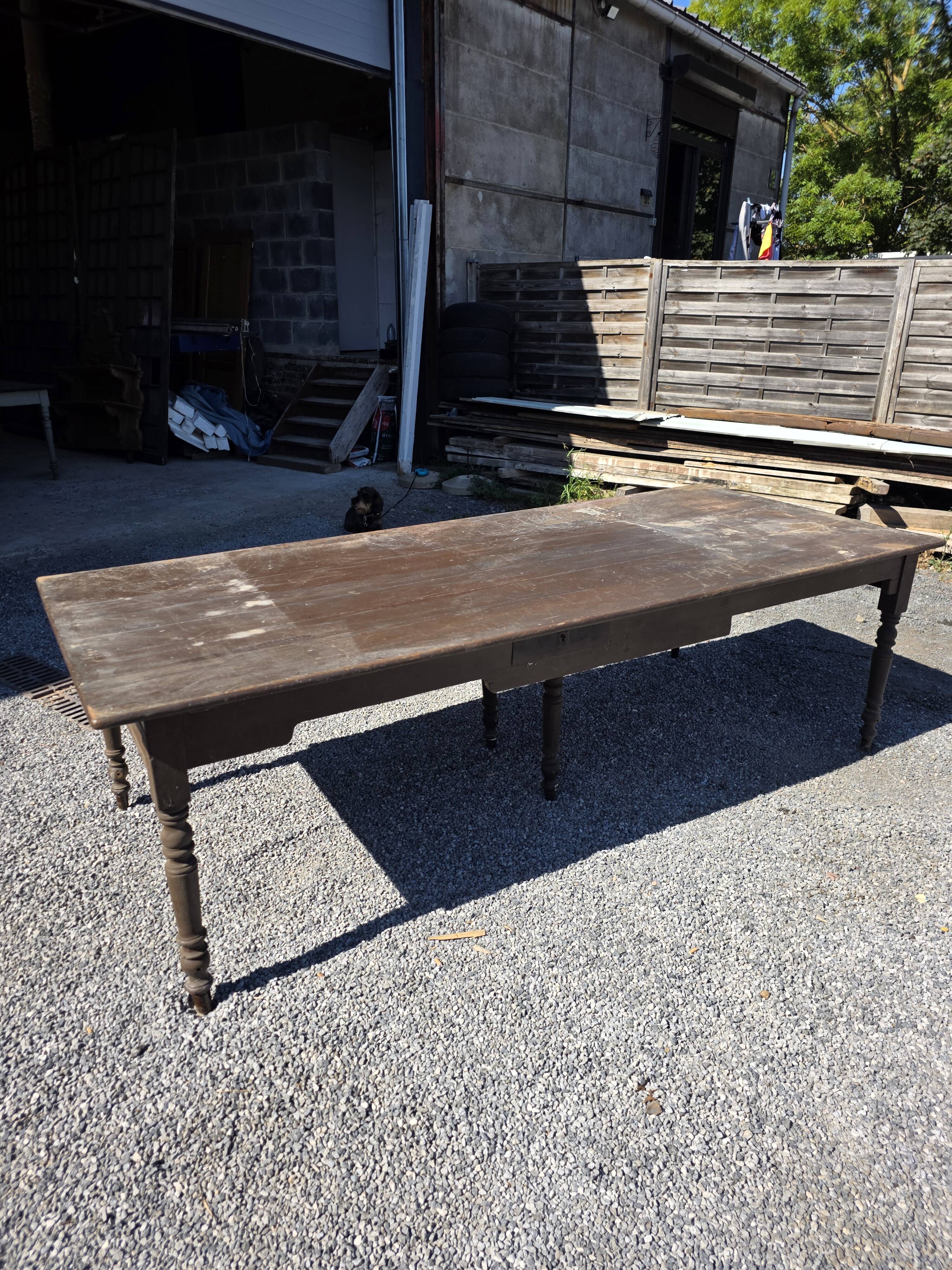 Table de ferme ancienne XXL , 268 × 110cm