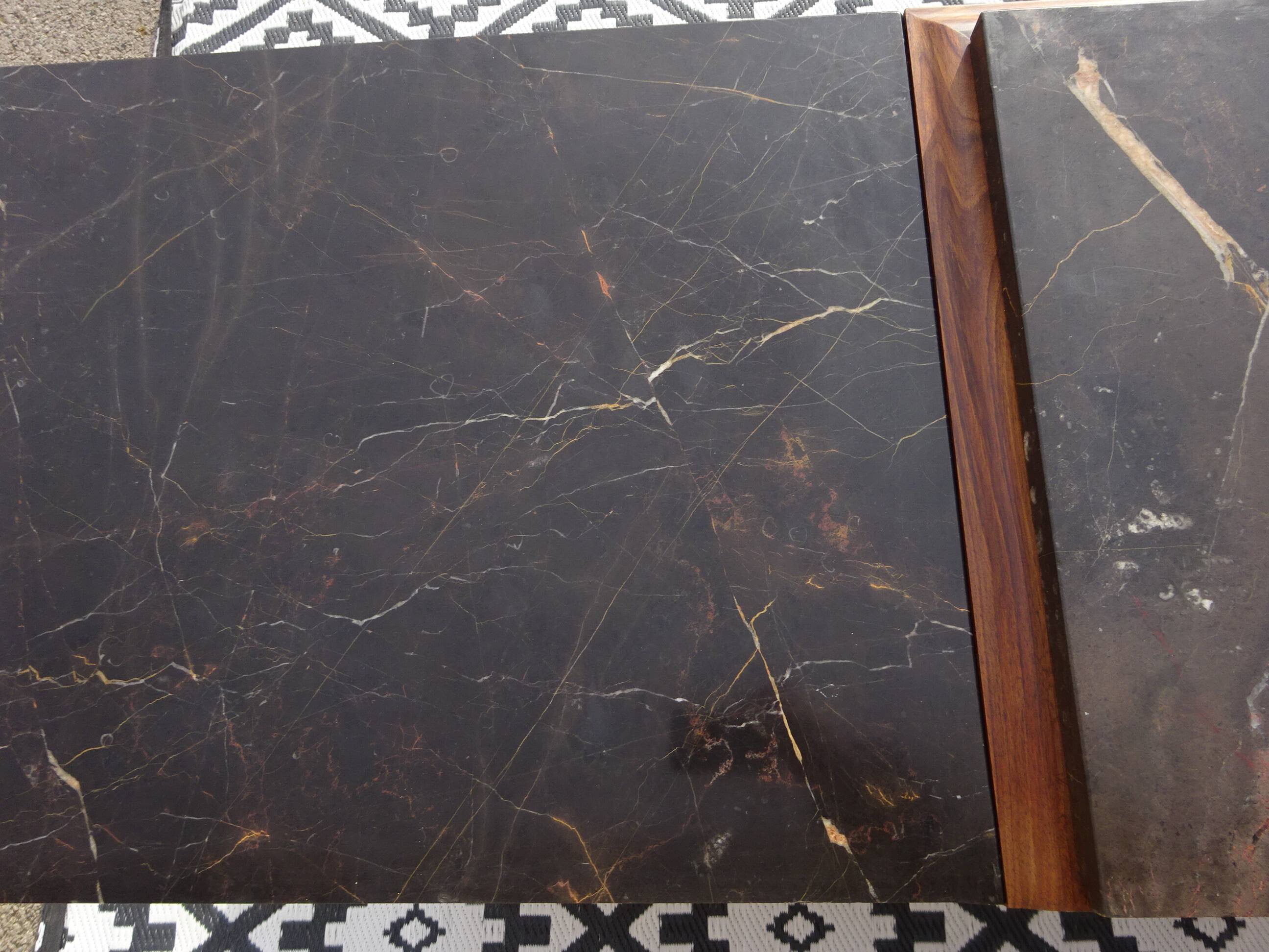 Walnut buffet with black marble top