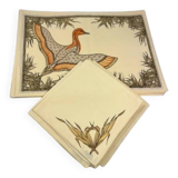 Hermès – Elegant set of 6 placemats and 6 matching napkins – Duck motif – 100% cotton