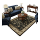 Classic Navy Blue and Gold Rug with a Refined Floral Design