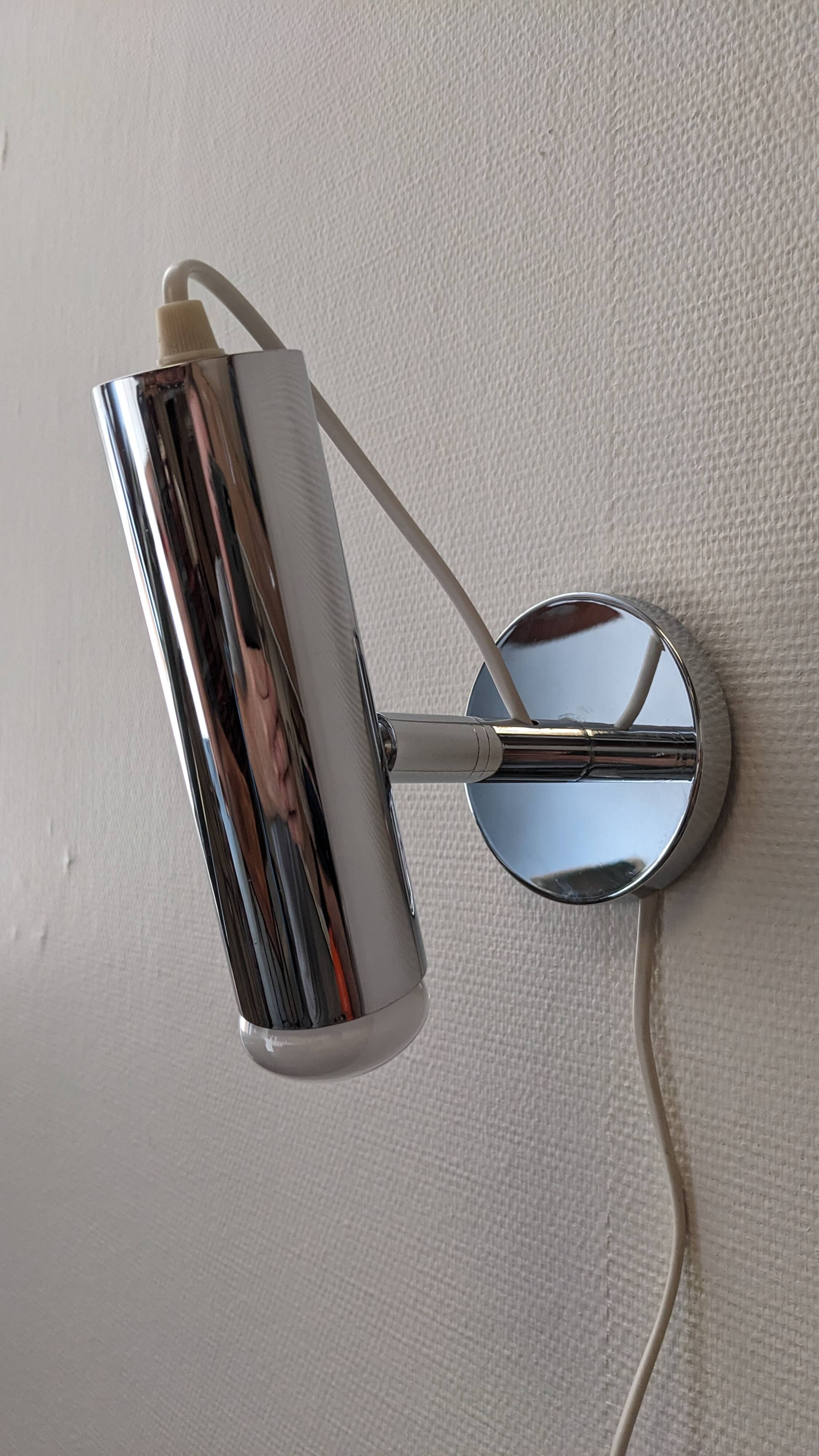 Modernist chrome metal wall light, France circa 1970.