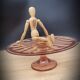Pie dish or pie cake on foot molded glass pink line