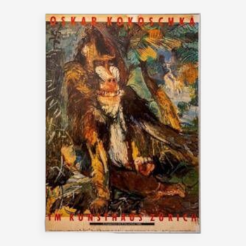 Affiche Polychrome - Oscar Kokoschka - Exposition Au Kunsthaus - Zurich - Circa : 1986 - XXème