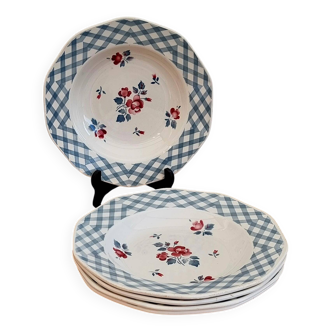 Lot de 5 assiettes creuses Digoin Sarreguemines modèle Bastia