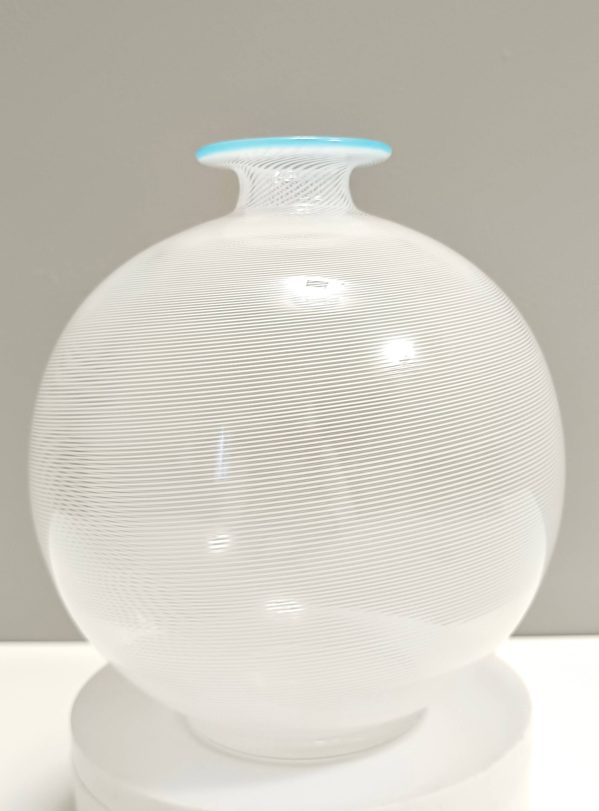 Murano Glass Vase by Ercole Barovier for Barovier & Toso with White Canes,