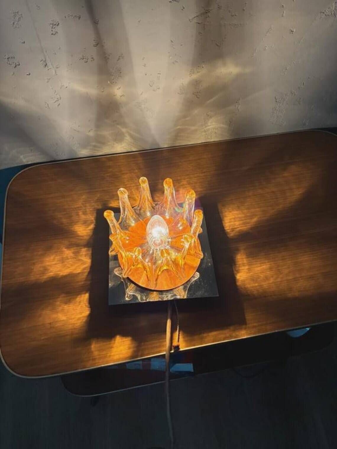 Solken Leuchten wall lamp, amber Murano glass, 1970s