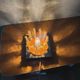 Solken Leuchten wall lamp, amber Murano glass, 1970s