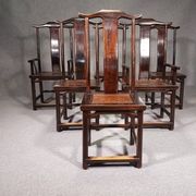6 Vintage Oriental Asian Chinese Brown Tallback Yokeback Side Chairs. 2 x armchair / 4 x without a