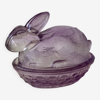Rabbit molded glass compote bowl